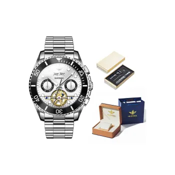 Oupinke Submarine Collection Mechanical Movement Stainless Steel Watchband Watch Men's Watches White Dial