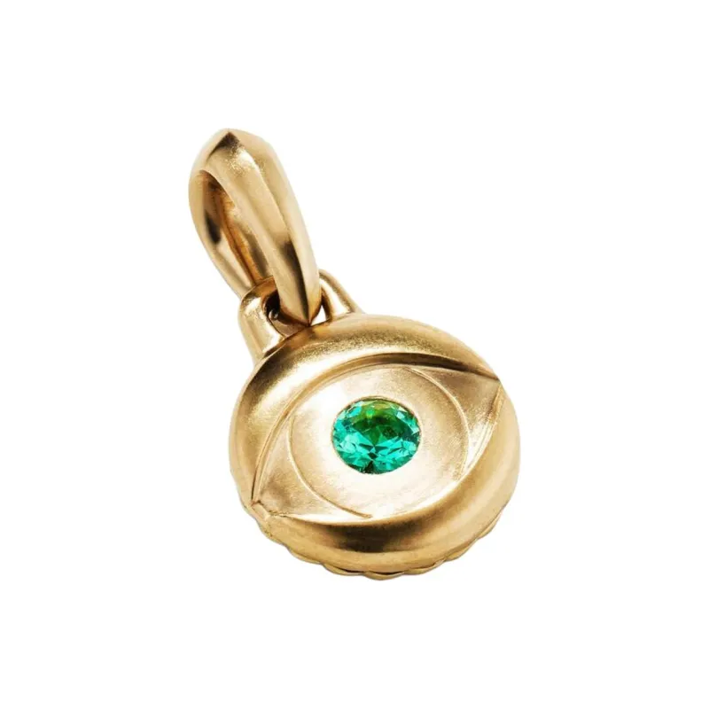 David Yurman 18kt Yellow Gold Evil Eye Emerald Amulet 14.5mm-2
