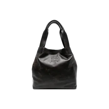 MIU MIU Calf Leather Tote Bag One Size Women's Brown