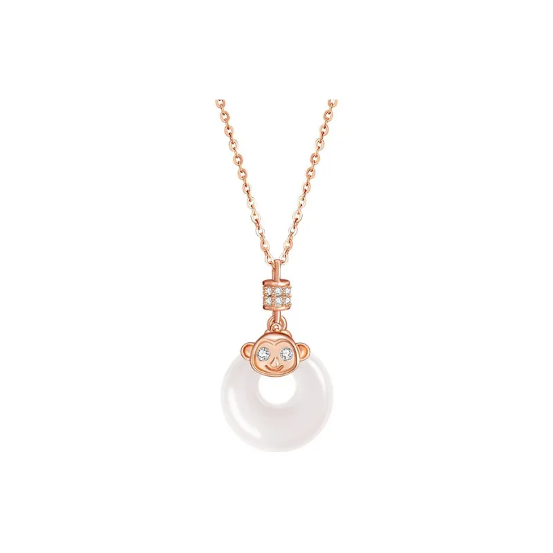 Artisan Lock Heart Jade Chalcedony Necklaces Women's-12