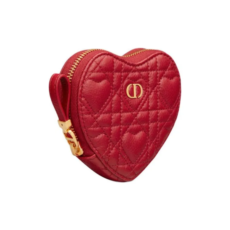 DIOR Caro Cow Leather Handheld Shoulder Bag, Crossbody Bag Women's Silver Lotus Red-1