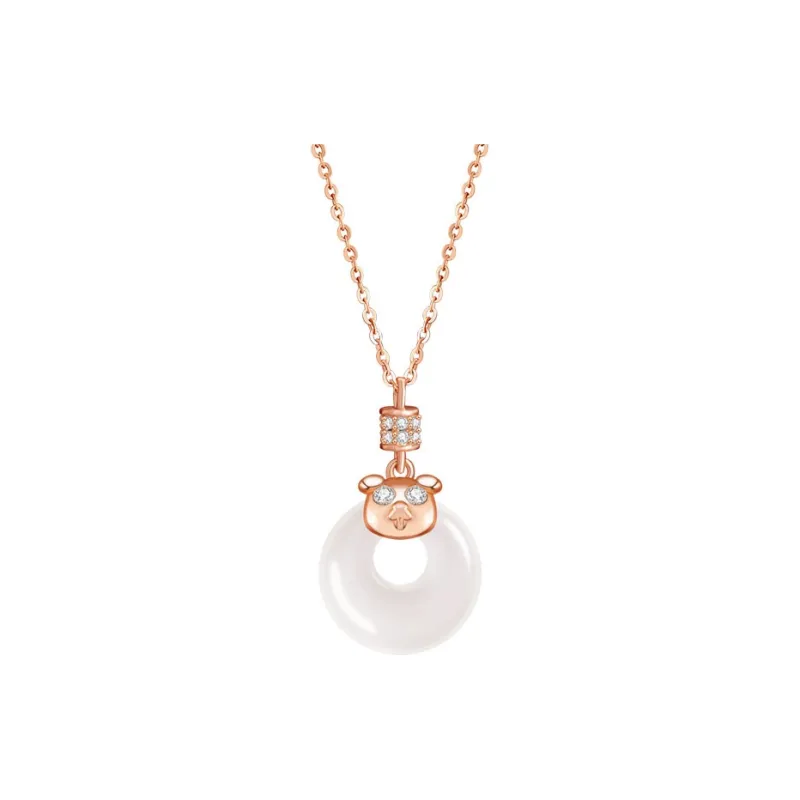 Artisan Lock Heart Jade Chalcedony Necklaces Women's-14