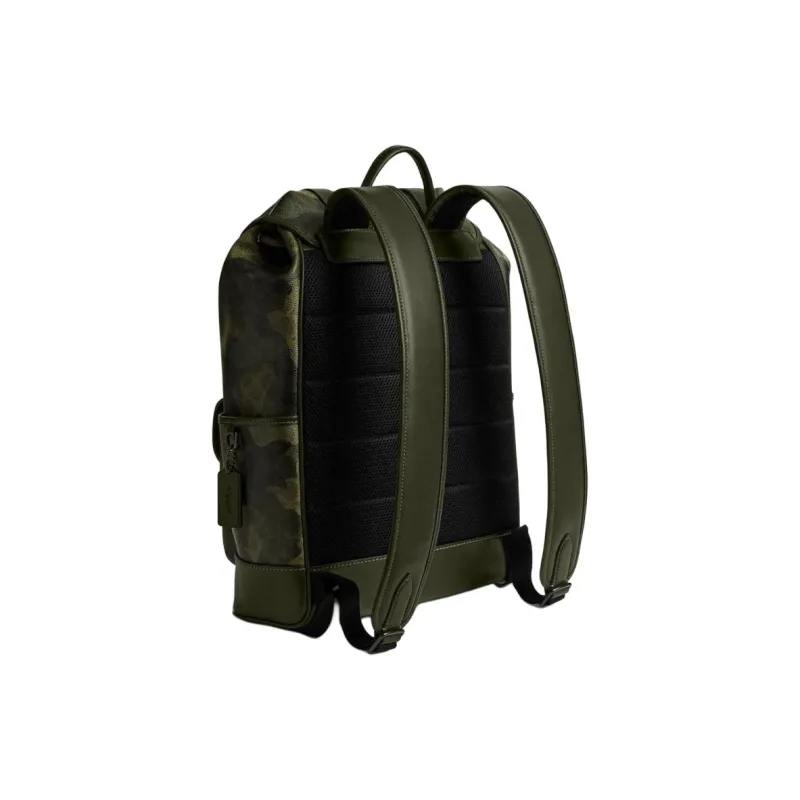 COACH League Coated Canvas Backpack Tubas Men's Army Green-1