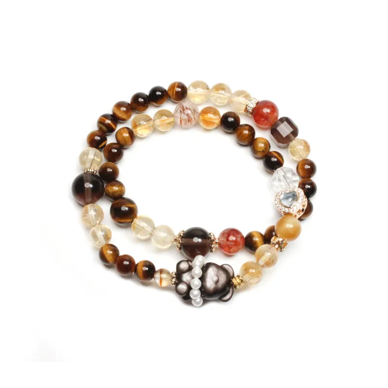 CUIJING Tiger's Eye Stone Good Luck Beaded Bracelet Women's-1