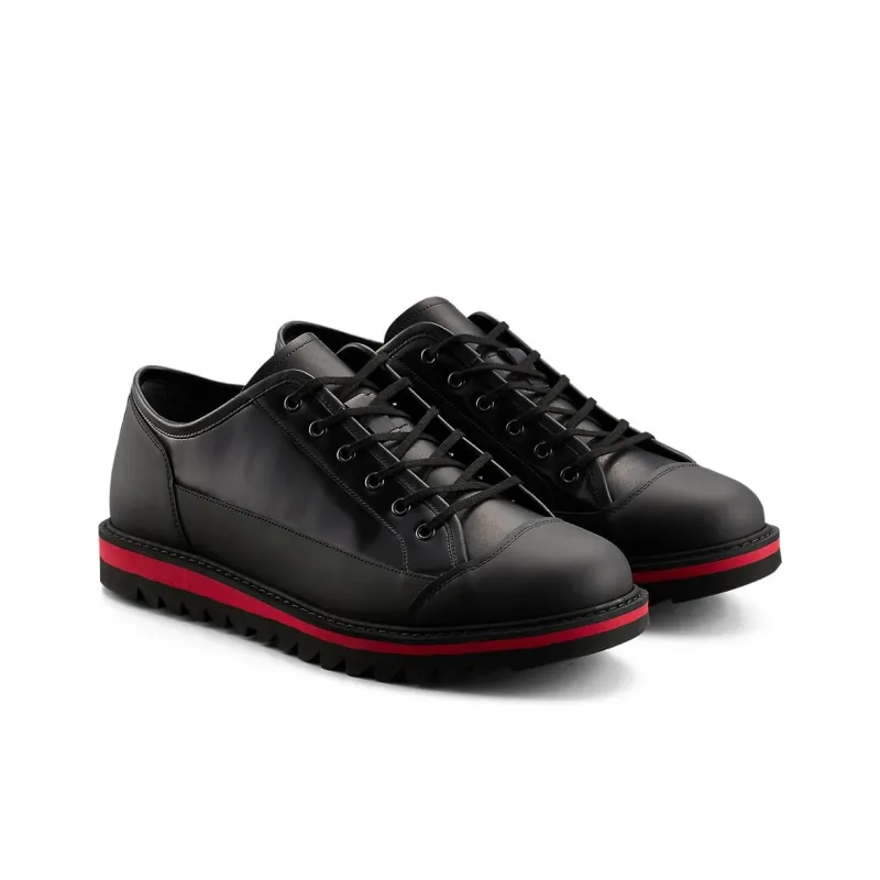Onitsuka Tiger Blucher Lo Anti Slip Wear Resistant Low Top Casual Shoes Unisex Black Red-2