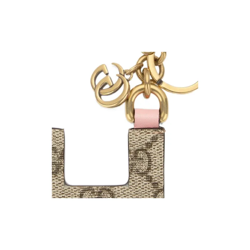 GUCCI Canvas With Leather Keychain Bag Accessory Unisex Orange/Pink-4