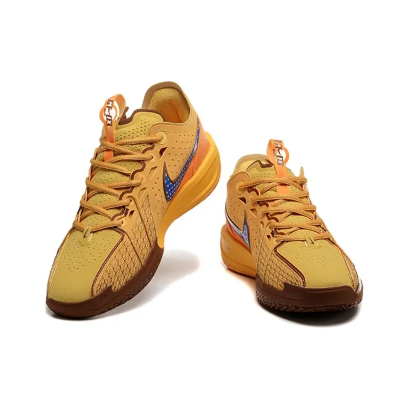 Nike GT Cut 3 PE Cushioning Anti Slip And Wear Resistant Low Top Basketball Shoes Men's Yellow Blue-3