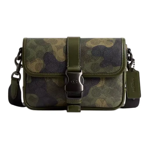 COACH League Signature Coated Canvas Shoulder Bag Small Size Men's Green