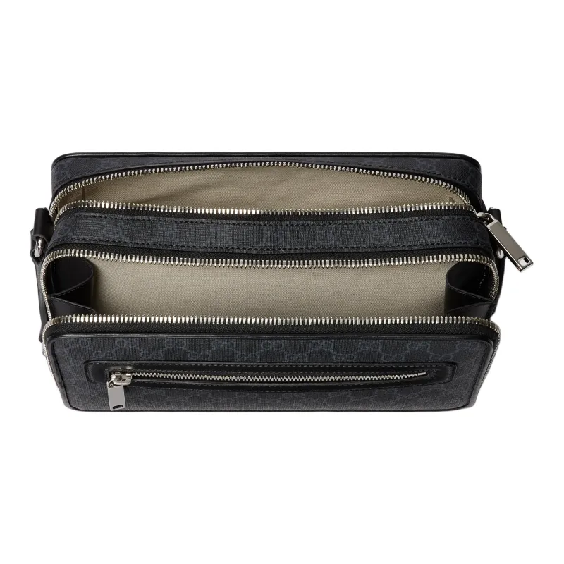 GUCCI GG Supreme Canvas Crossbody Bag Medium Size Men's Black-4