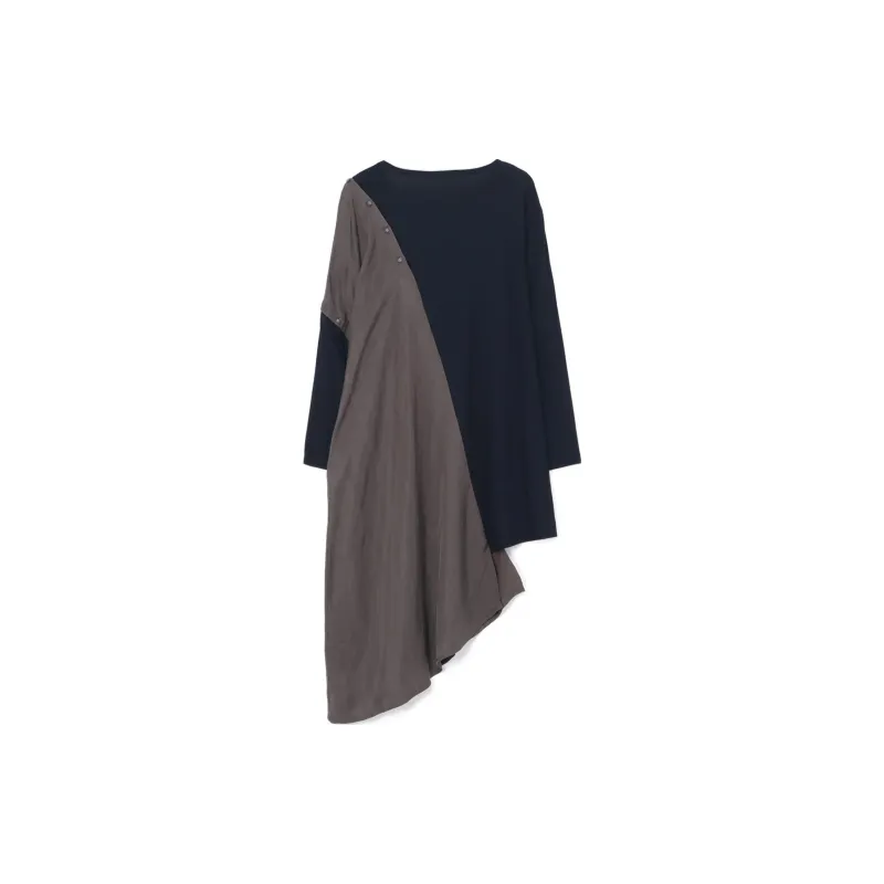 Yohji Yamamoto Long Sleeved Dress Women's Dark Blue/Gray-1