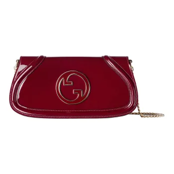 GUCCI Blondie Patent Leather Shoulder Bag Small Size Women's Red
