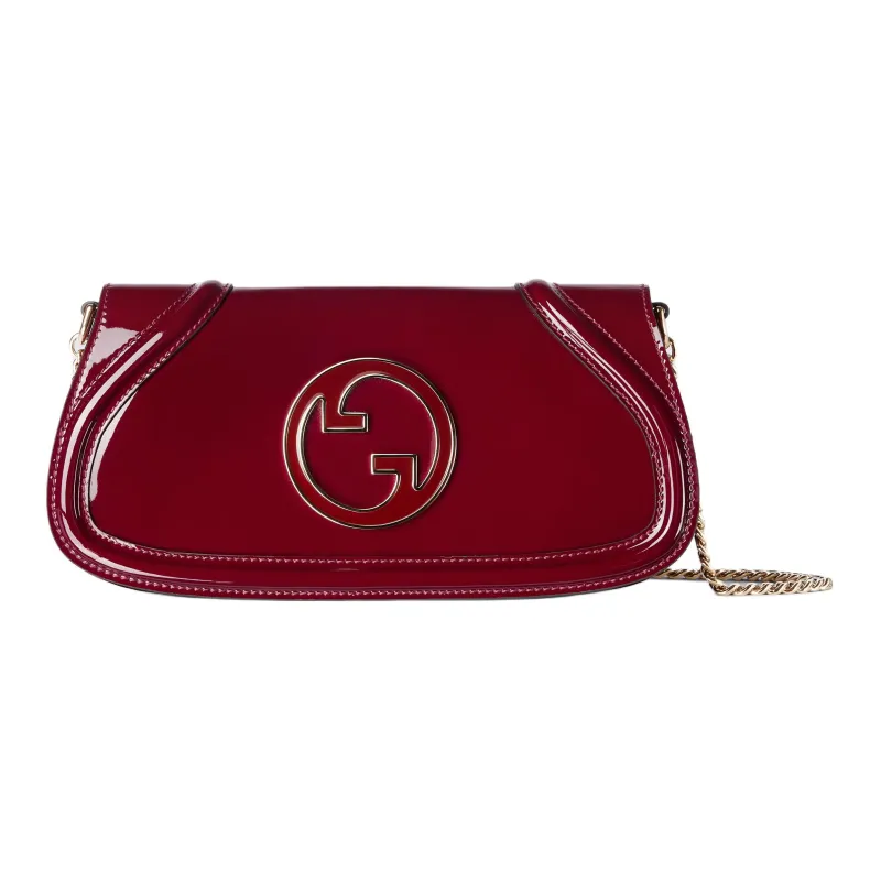 GUCCI Blondie Patent Leather Shoulder Bag Small Size Women's Red-0