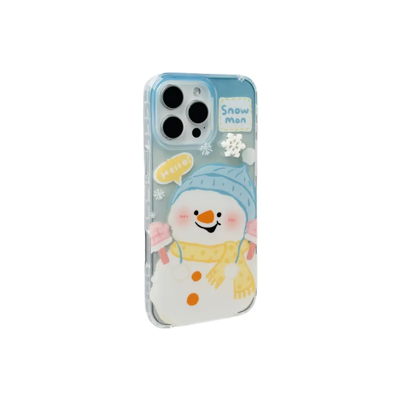 Wei Xin Acrylic Material Double Layer Snowman Phone Cases Compatible With IPhone 16/15 Pro Max/Apple 13/14 Pro/Max-1