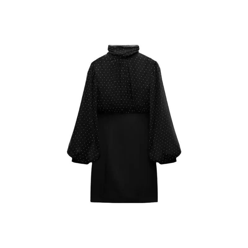 ZARA Long-Sleeved Dresses Women's Black-1