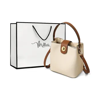 MILLIE'S Cow Leather With Synthetic Leather Handbag, Shoulder Bag, Crossbody Bag Regular Women's Ecru