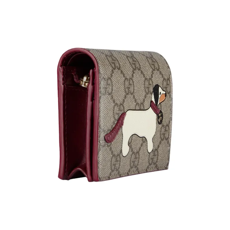 GUCCI Coated Fabric Wallet Mini Women's Beige & Dark Brown-1