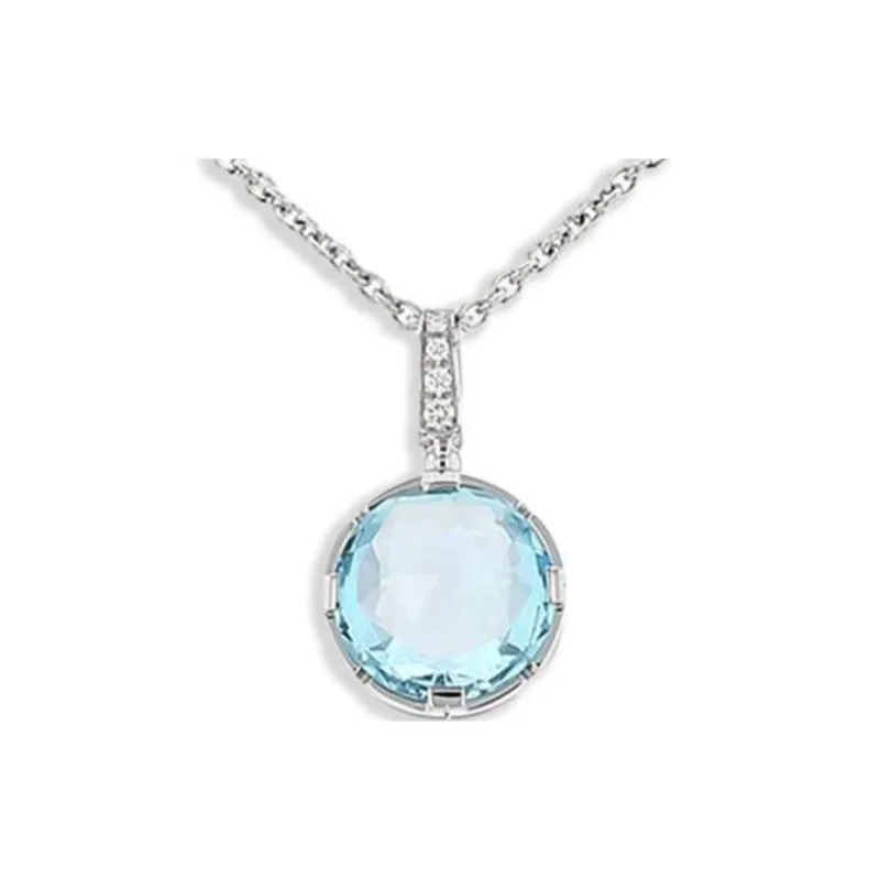 BVLGARI 18K White Gold Parentesi Diamond And Topaz Pendant Necklace-1