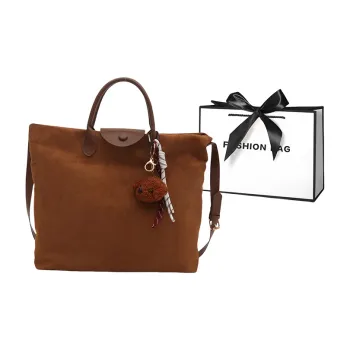 LETOO Suede Handbag Regular Women's Brown Khaki Coffee