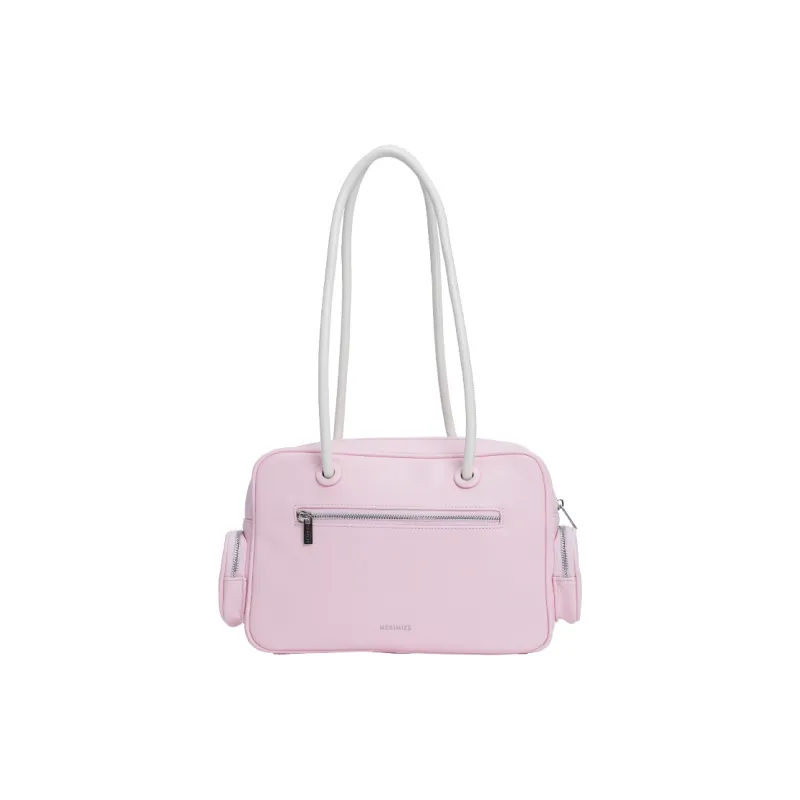 MERIMIES Artificial Leather Shoulder Bag Large Size Women's Peach Pink-3