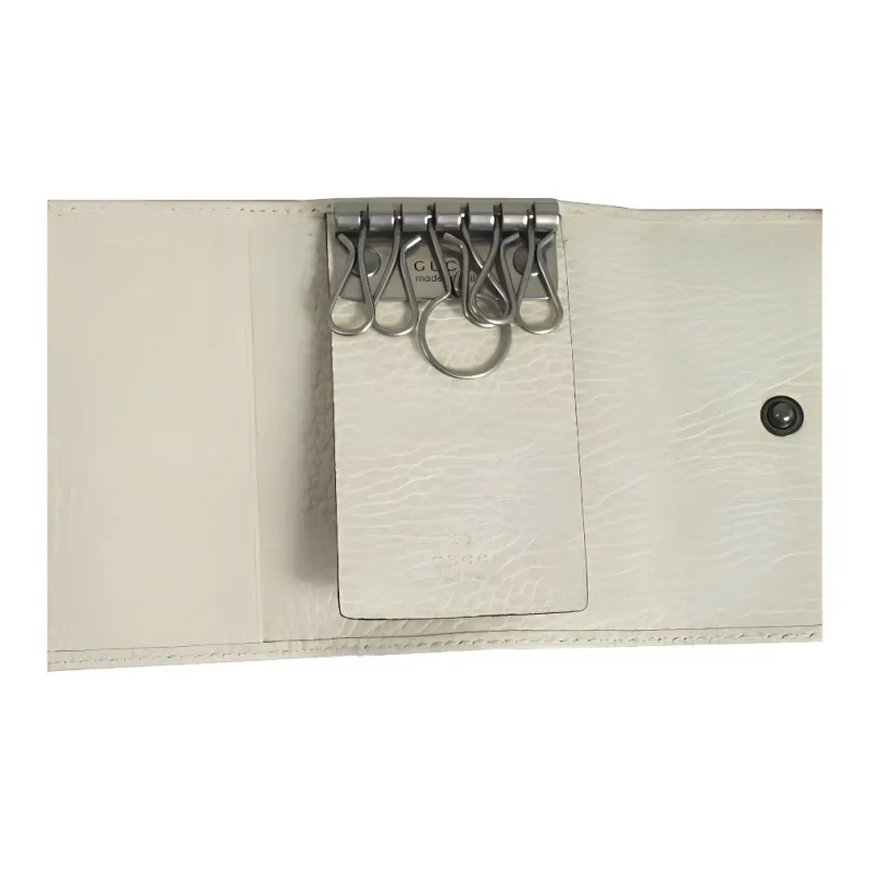 GUCCI GG Marmont Leather Key Pouch Women's White-3
