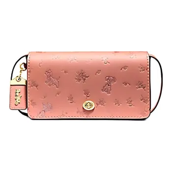 COACH Disney, Collaboration Dinky Leather Shoulder Bag, Crossbody Bag Medium Size Women's Light Peach
