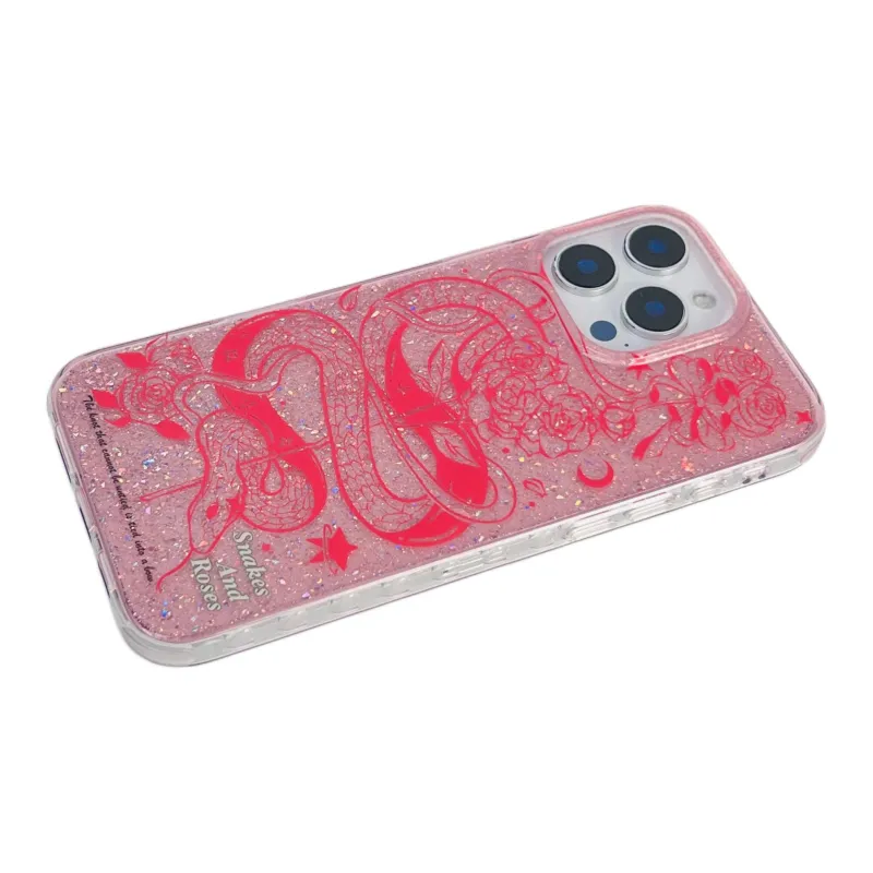 Wei Xin Acrylic Material Glittery Snake Green Pink Phone Cases Compatible With IPhone 16/15 Pro Max/Apple 13/14 Pro/Max-3