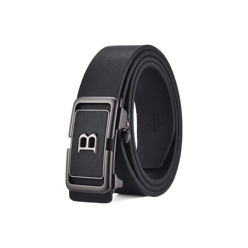 Old Man's Head Split Cow Leather Leather Belts Men's Black Width 3.3cm