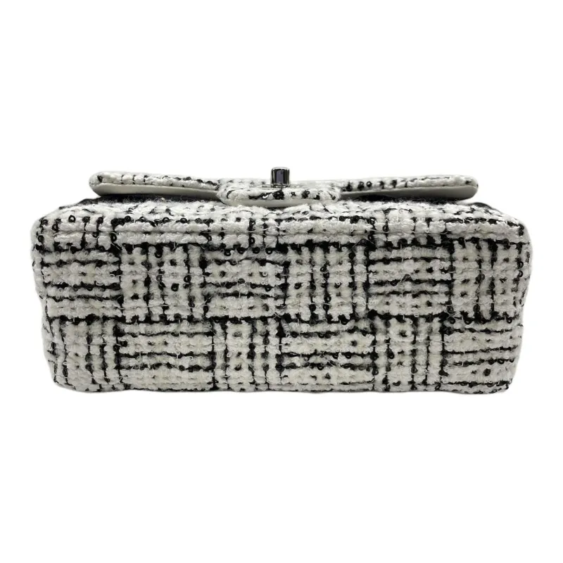 CHANEL Tweed Crossbody Bag, Shoulder Bag Mini Women's Black White-2