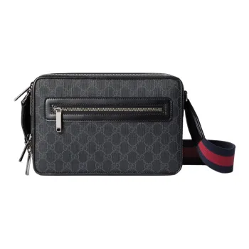 GUCCI GG Supreme Canvas Crossbody Bag Medium Size Men's Black