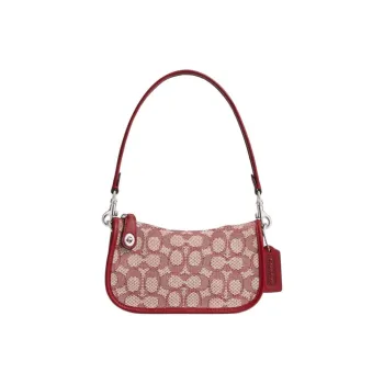 COACH Swinger Jacquard Handbag Small Size Women's Ruby Ivory