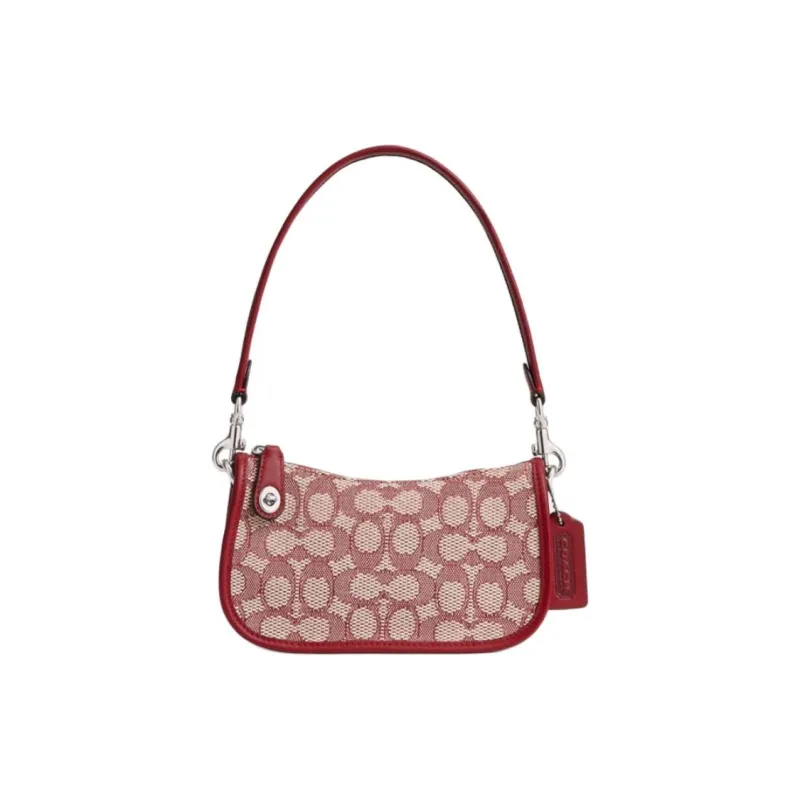 COACH Swinger Jacquard Handbag Trumpets Women's Rubies Ivory-0