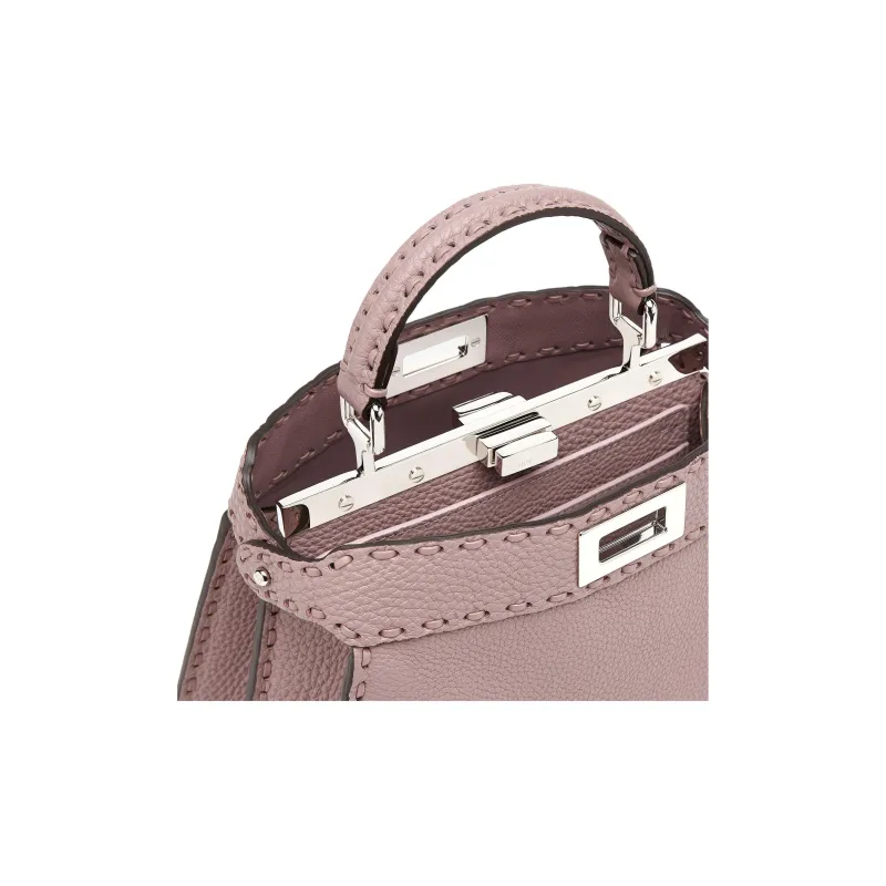 FENDI Peekaboo ISeeU Calfskin Shoulder Bag Crossbody Bag Handbag Small Size Women's Pink-4