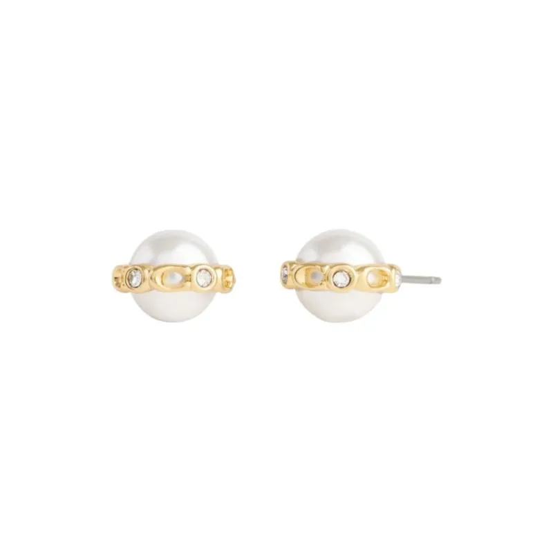 COACH Pearl Embellished Stud Earrings-0