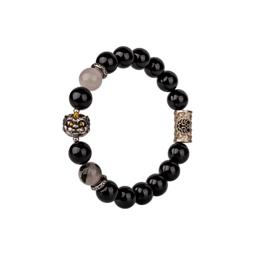 Rastaclat Obsidian Small Lion Chinese Style Beaded Bracelet Unisex