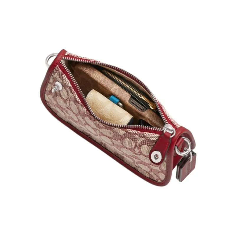 COACH Swinger Jacquard Handbag Trumpets Women's Rubies Ivory-4