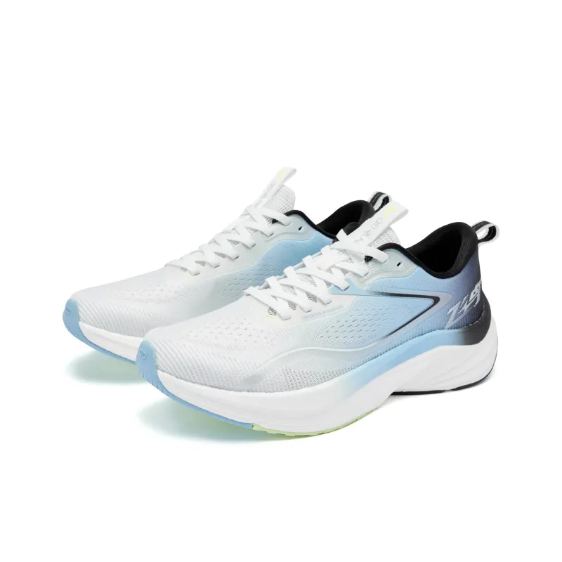 QIAODAN Cushioned Slip Resistant Abrasion Resistant Low Top Casual Running Shoes Men's White Blue Black-2