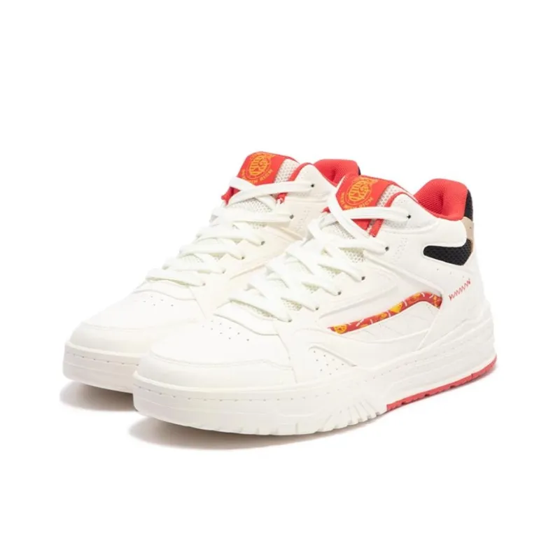 361° Anti Slip Wear Resistant High Top Skateboard Shoes Men's White Red-3