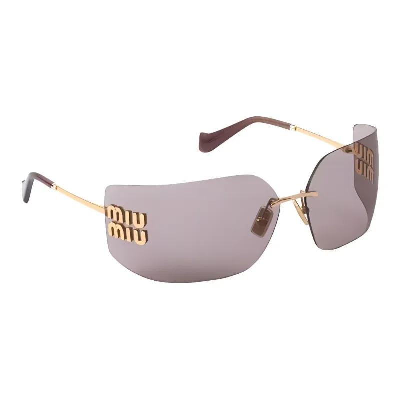 MIU MIU Irregular Shape Sunglasses Women's Gold-3