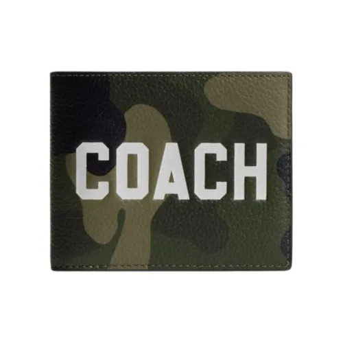 COACH Leather Wallet Unisex Camouflage