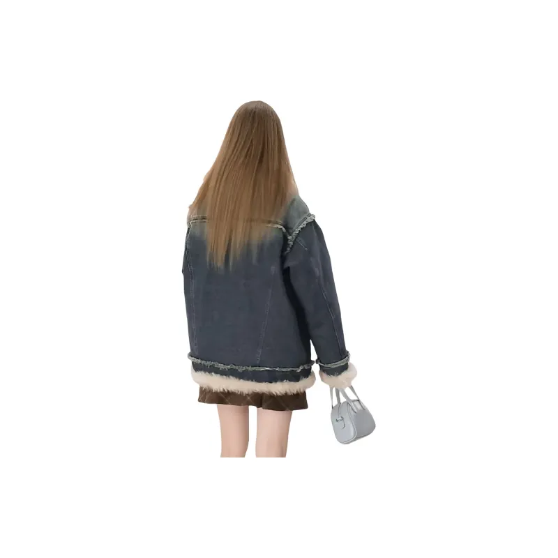 TUSHIFEI Denim Jacket Women's Blue-0