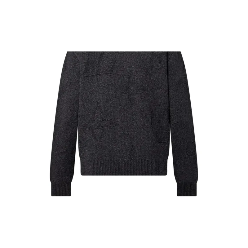 Lv Monogram Jacquard Wool Half Zip Pullover-5