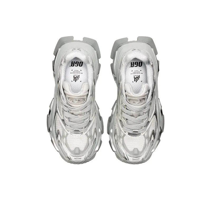 OGR Chunky Sneakers Unisex Low Top Silver-3