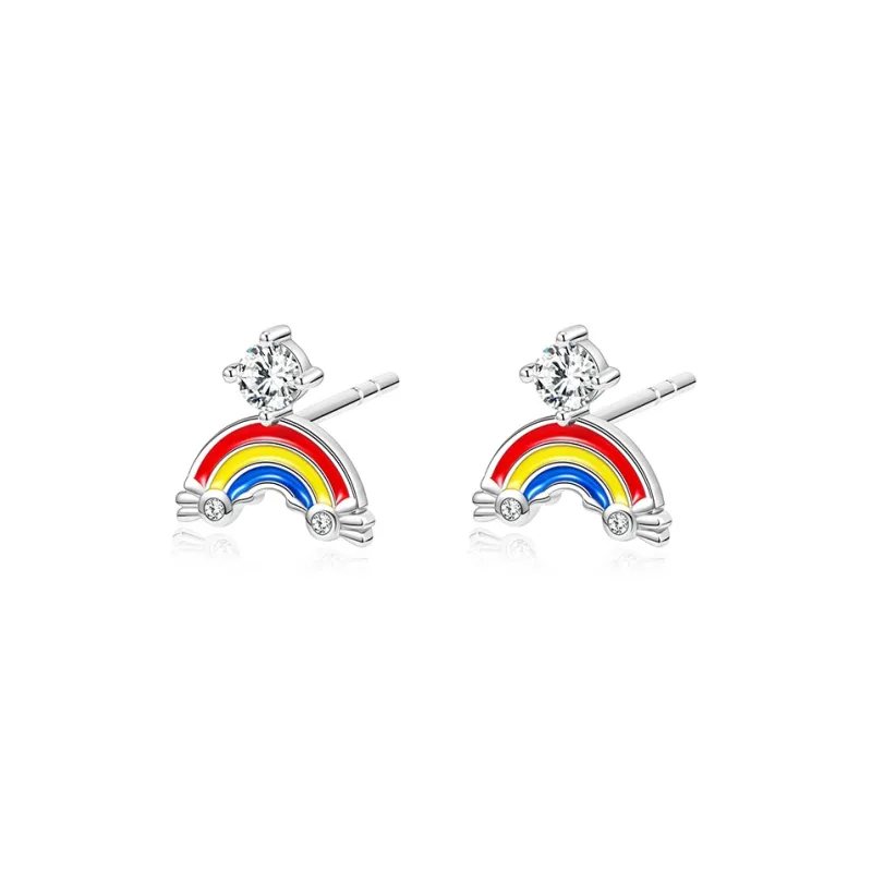KADER 925 Sterling Silver Stud Earrings Women's Multicolor-0