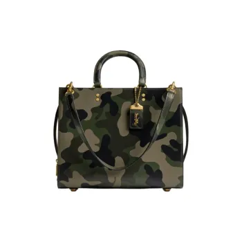 COACH Rogue Leather Tote Bag, Shopping Bag, Crossbody Bag, Handbag Large Size Women's Green