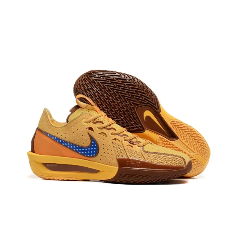 Nike GT Cut 3 PE Cushioning Anti Slip And Wear Resistant Low Top Basketball Shoes Men's Yellow Blue-4