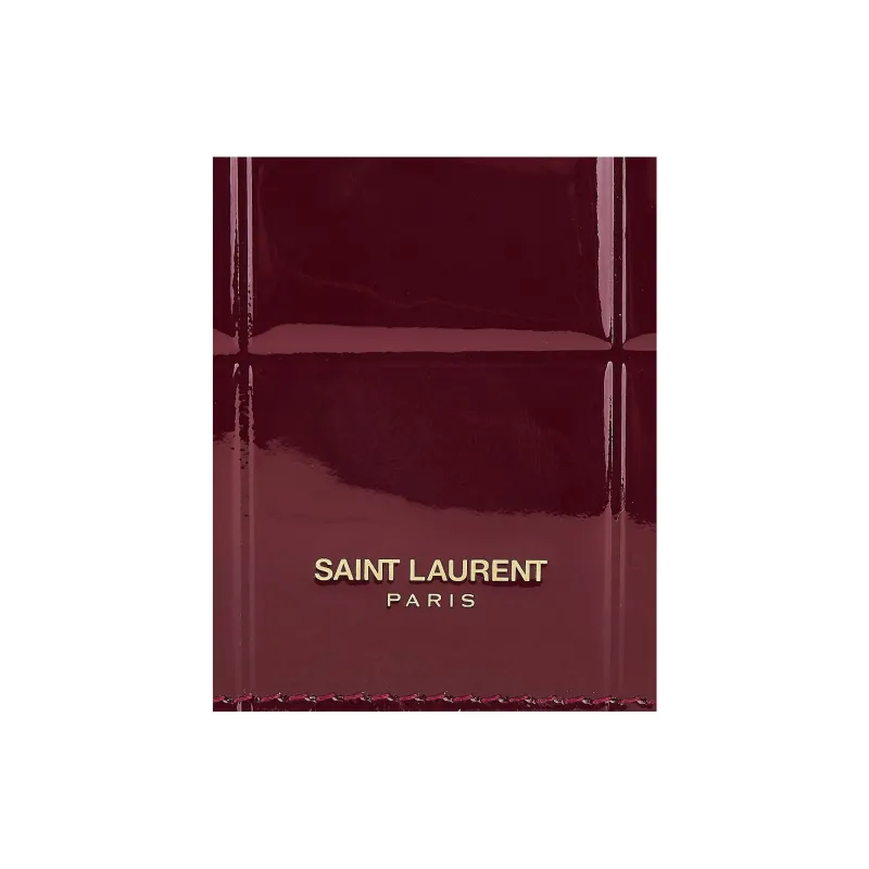 SAINT LAURENT Patent Leather Wallet Small Size Women's Burgundy-4