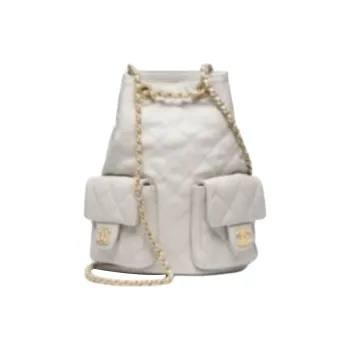 CHANEL Lambskin Backpack Women's Gray