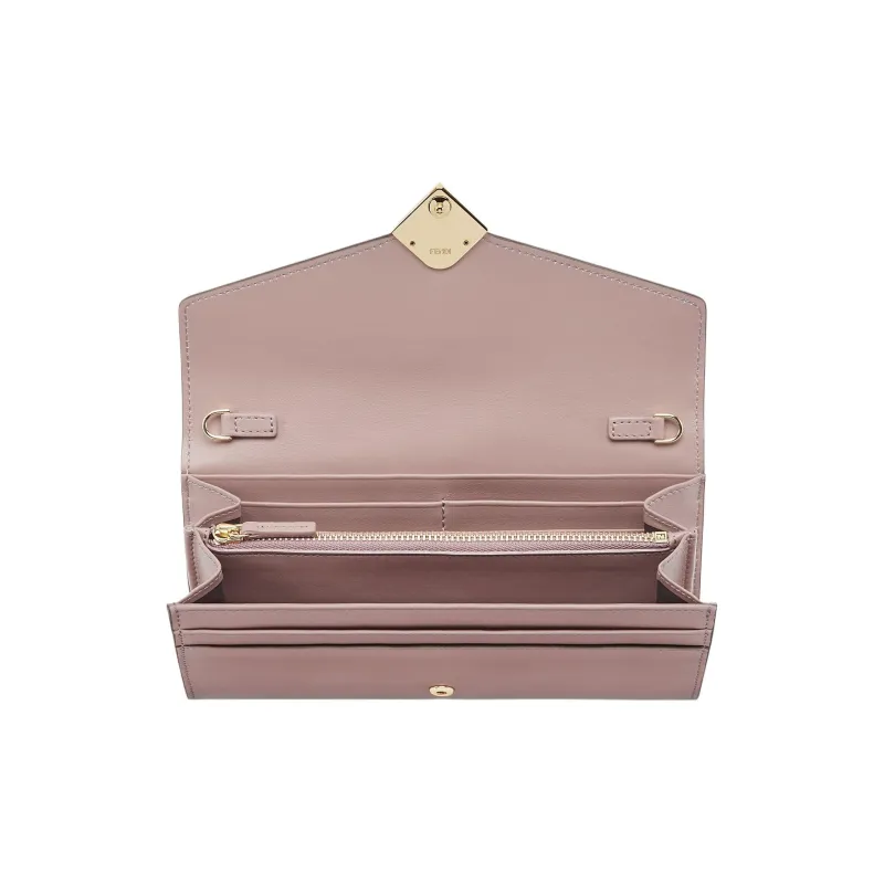 FENDI FF Diamonds Series Calfskin One Shoulder Wallet Women's Pink-3