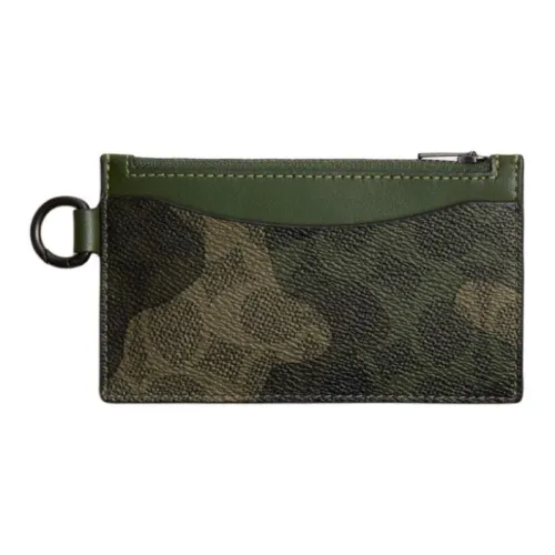 COACH Card Case Coated Canvas Card Holder Mini Men's Green