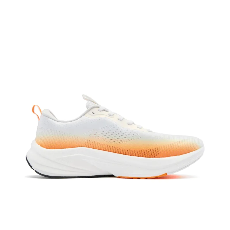 QIAODAN Cushioned Slip Resistant Abrasion Resistant Low Top Casual Running Shoes Men's White Orange Black-1